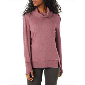 Amazon Essentials Mauve Heather Studio Terry Long Sleeve Funnel Neck Size Small
